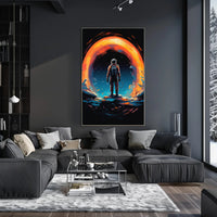 Astronaut Gazing at Cosmic Phenomenon Futuristic Sci-Fi Poster PosterGoat