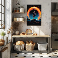 Astronaut Gazing at Cosmic Phenomenon Futuristic Sci-Fi Poster PosterGoat