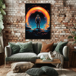Astronaut Gazing at Cosmic Phenomenon Futuristic Sci-Fi Poster PosterGoat