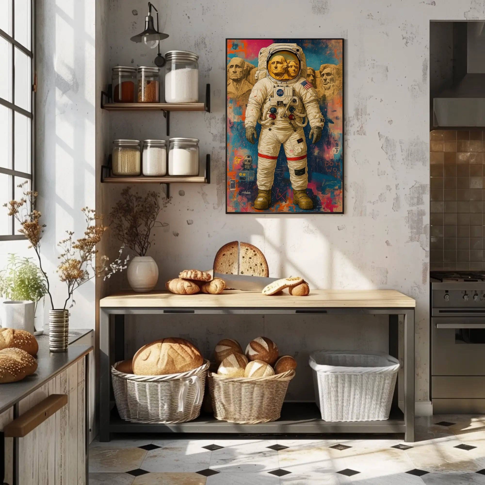 Astronaut Monument Visor Art: Futuristic Sci-Fi Poster PosterGoat