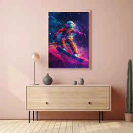 Astronaut Snowboarding Adventure Futuristic Sci-Fi Poster PosterGoat