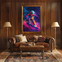 Astronaut Snowboarding Adventure Futuristic Sci-Fi Poster PosterGoat