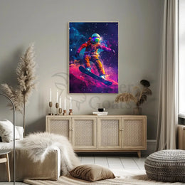 Astronaut Snowboarding Adventure Futuristic Sci-Fi Poster PosterGoat