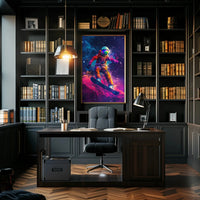 Astronaut Snowboarding Adventure Futuristic Sci-Fi Poster PosterGoat