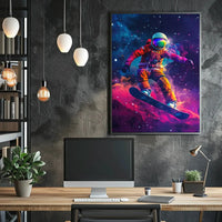 Astronaut Snowboarding Adventure Futuristic Sci-Fi Poster PosterGoat