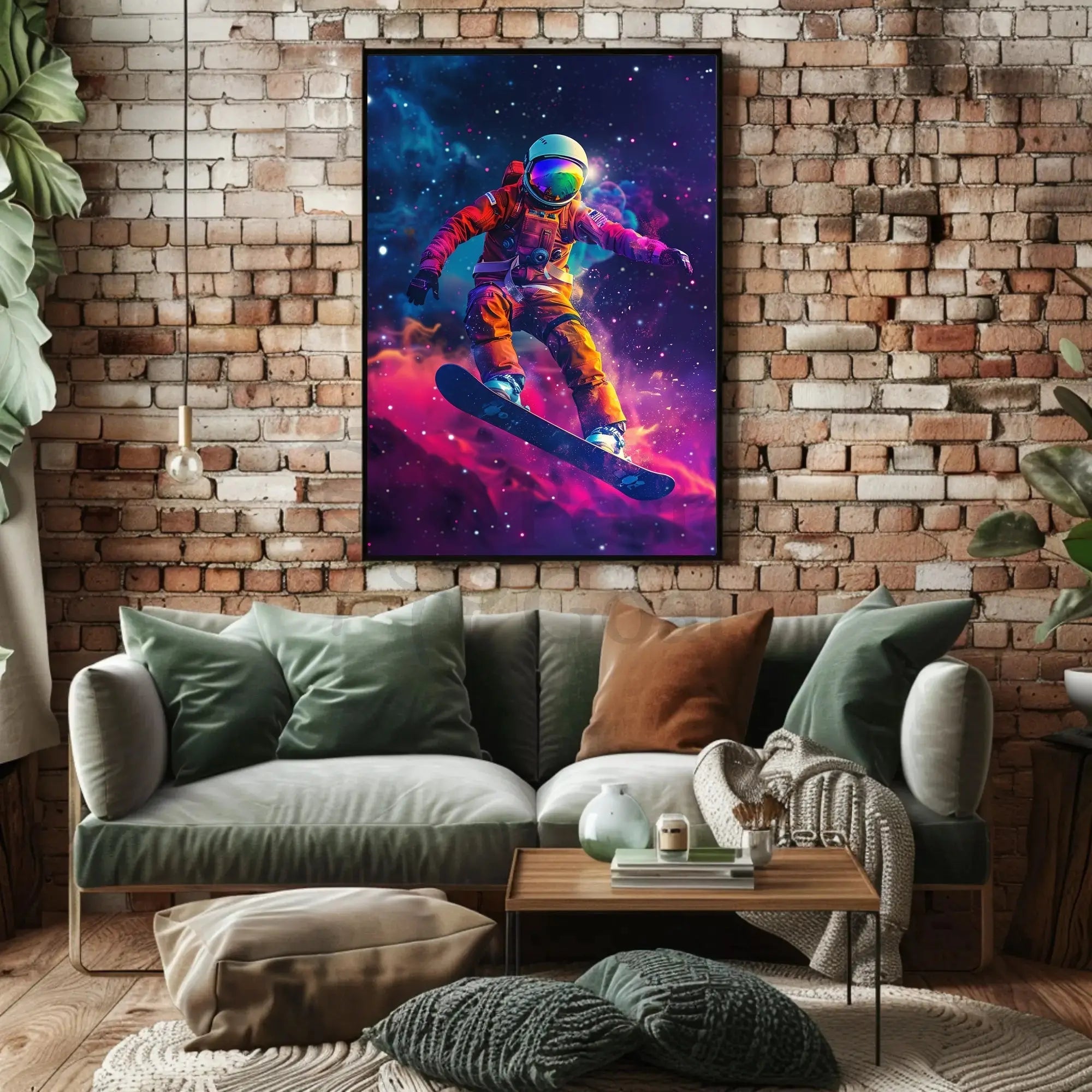 Astronaut Snowboarding Adventure Futuristic Sci-Fi Poster PosterGoat