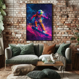 Astronaut Snowboarding Adventure Futuristic Sci-Fi Poster PosterGoat