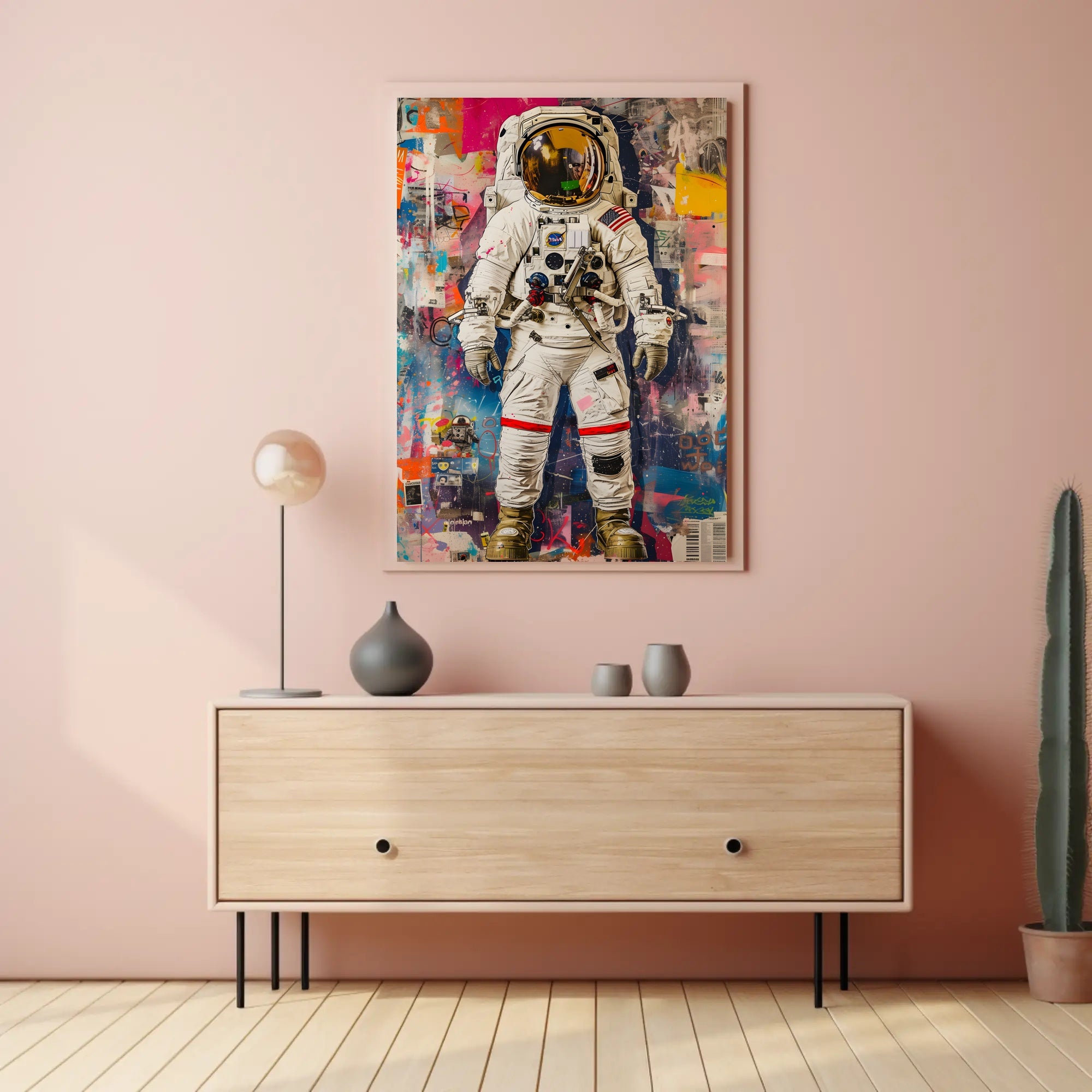 Astronaut Street Art Vibes: Abstract, Artistic, or Pop Culture Poster PosterGoat