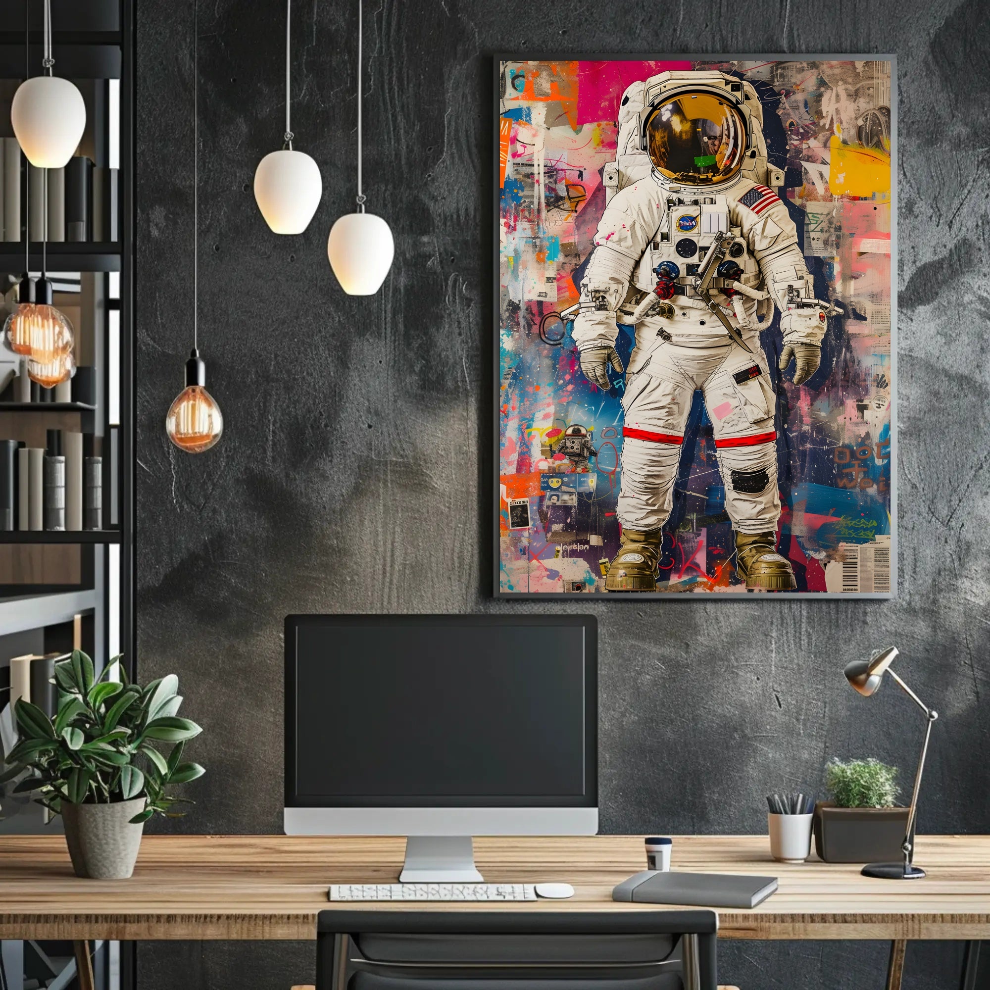 Astronaut Street Art Vibes: Abstract, Artistic, or Pop Culture Poster PosterGoat