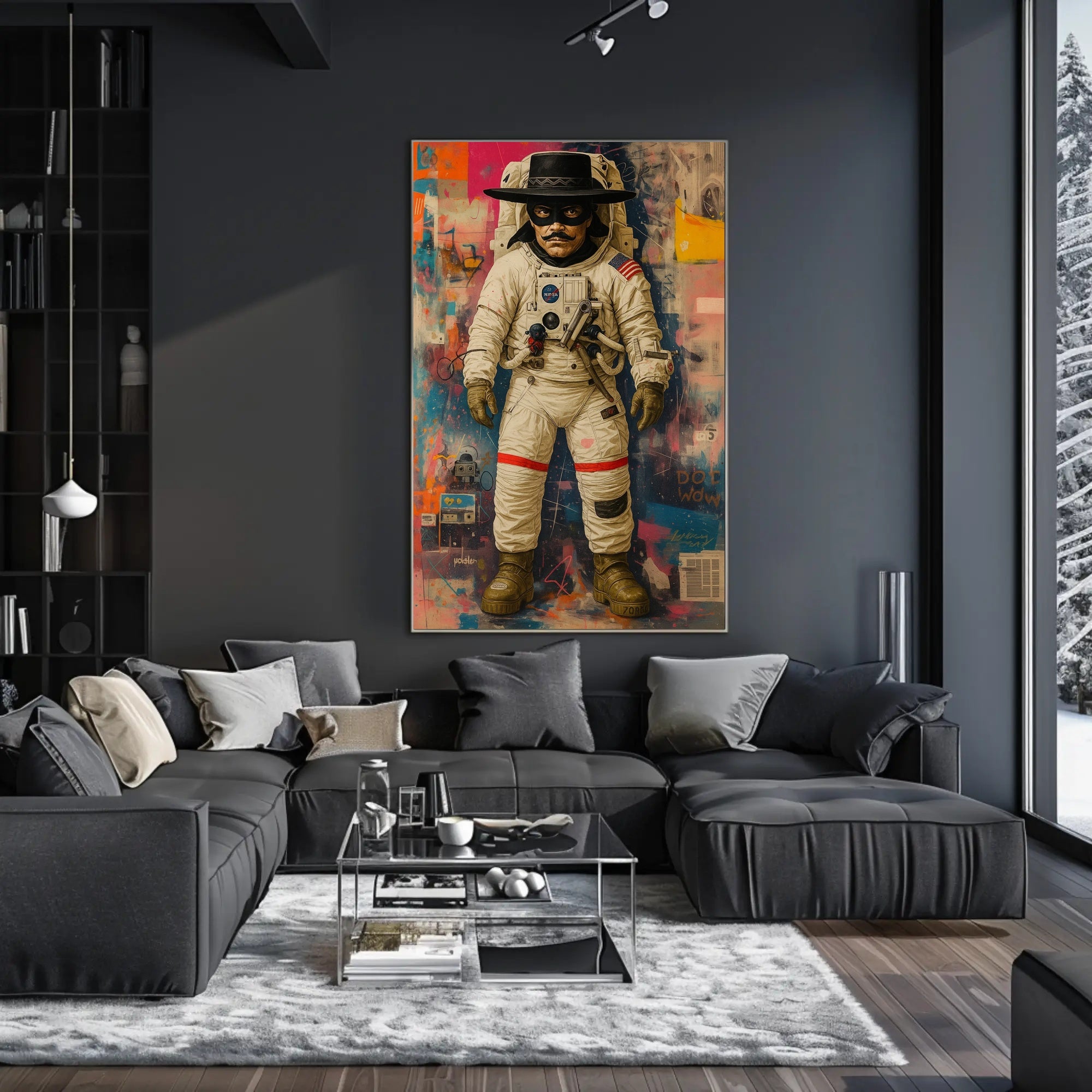 Astronaut Zorro Pop Culture Artistic Poster PosterGoat