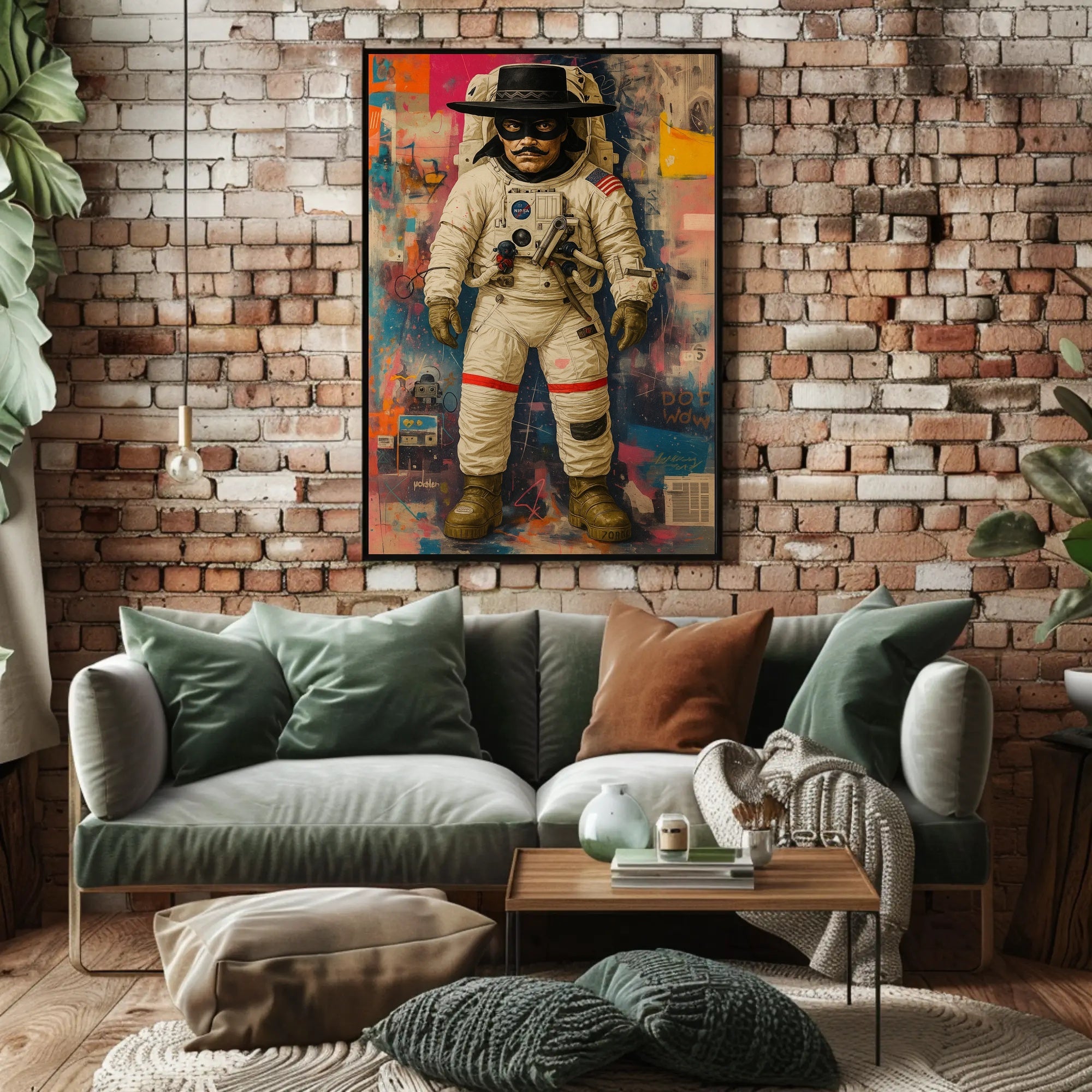 Astronaut Zorro Pop Culture Artistic Poster PosterGoat