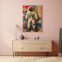 Astronaut and Eiffel Tower Street Art Poster - Abstract, Artistic, or Pop Culture Poster PosterGoat