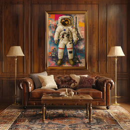 Astronaut and Eiffel Tower Street Art Poster - Abstract, Artistic, or Pop Culture Poster PosterGoat