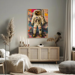 Astronaut and Eiffel Tower Street Art Poster - Abstract, Artistic, or Pop Culture Poster PosterGoat