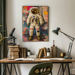 Astronaut and Eiffel Tower Street Art Poster - Abstract, Artistic, or Pop Culture Poster PosterGoat