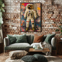 Astronaut and Eiffel Tower Street Art Poster - Abstract, Artistic, or Pop Culture Poster PosterGoat