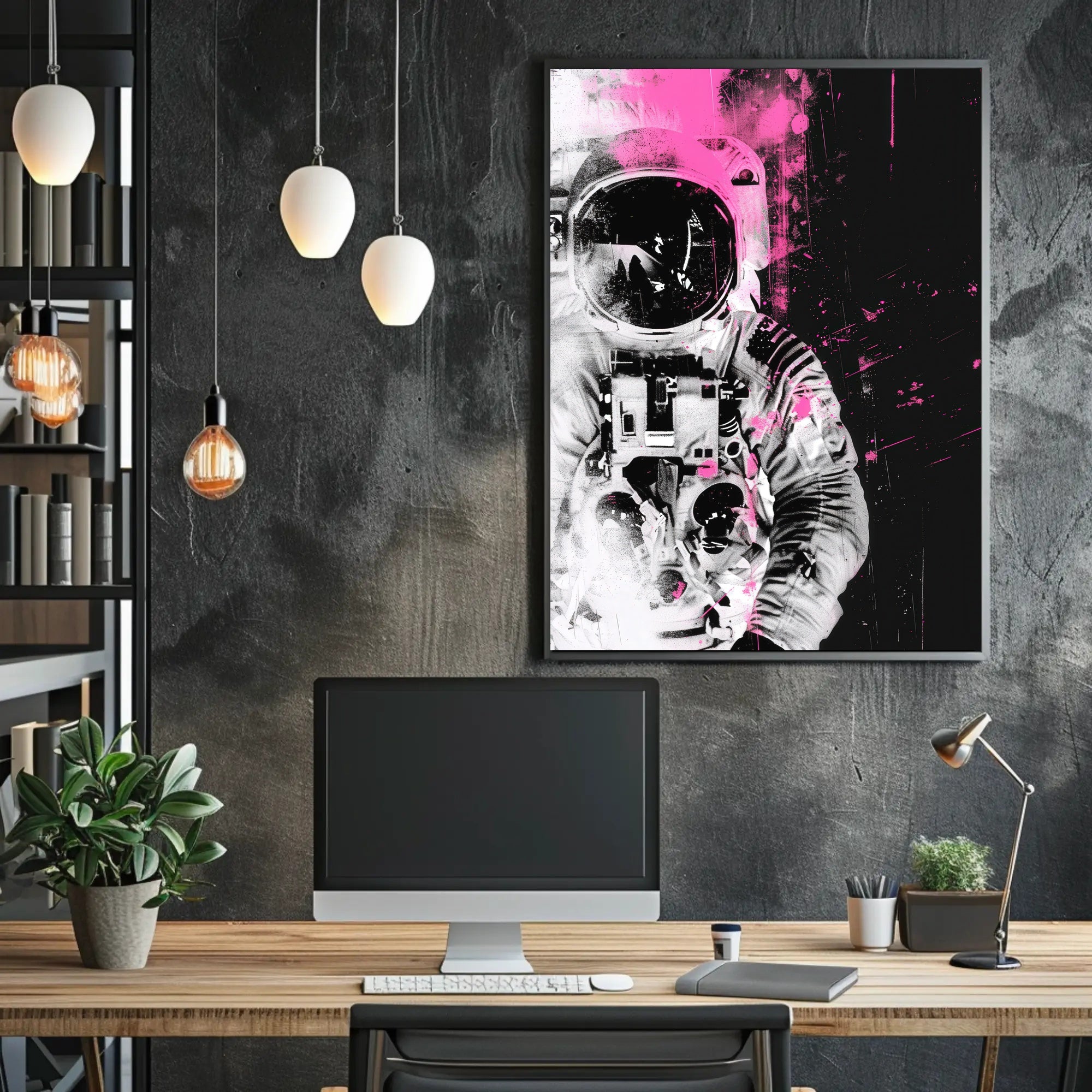 Astronaut in Motion Futuristic Sci-Fi Poster PosterGoat