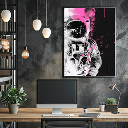 Astronaut in Motion Futuristic Sci-Fi Poster PosterGoat