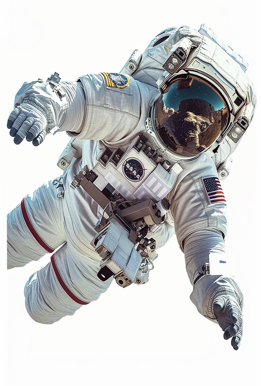 Astronaut in Space Suit Floating Futuristic Sci-Fi Poster PosterGoat