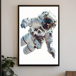 Astronaut in Space Suit Floating Futuristic Sci-Fi Poster PosterGoat