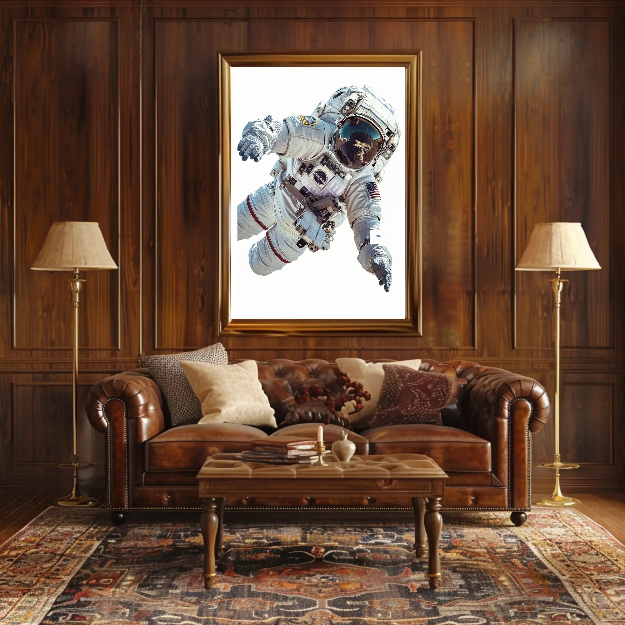 Astronaut in Space Suit Floating Futuristic Sci-Fi Poster PosterGoat