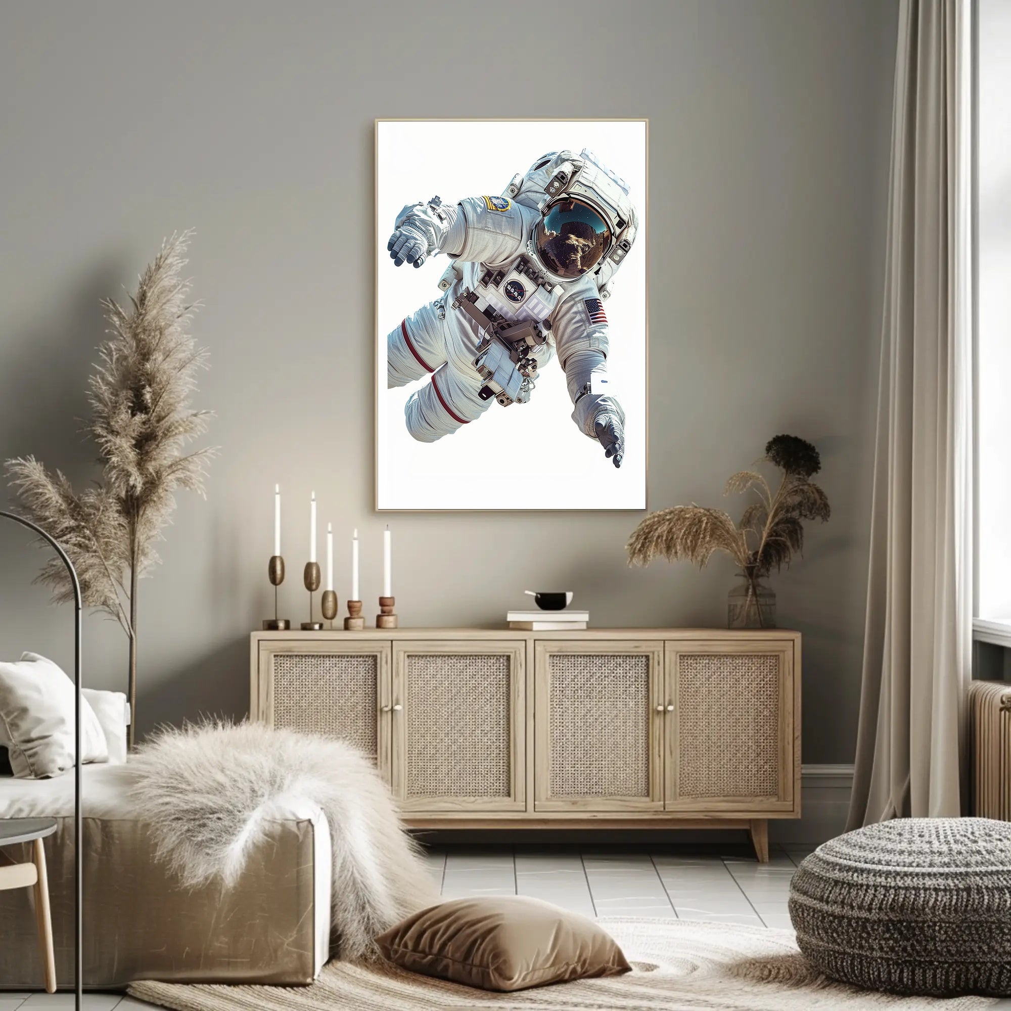 Astronaut in Space Suit Floating Futuristic Sci-Fi Poster PosterGoat