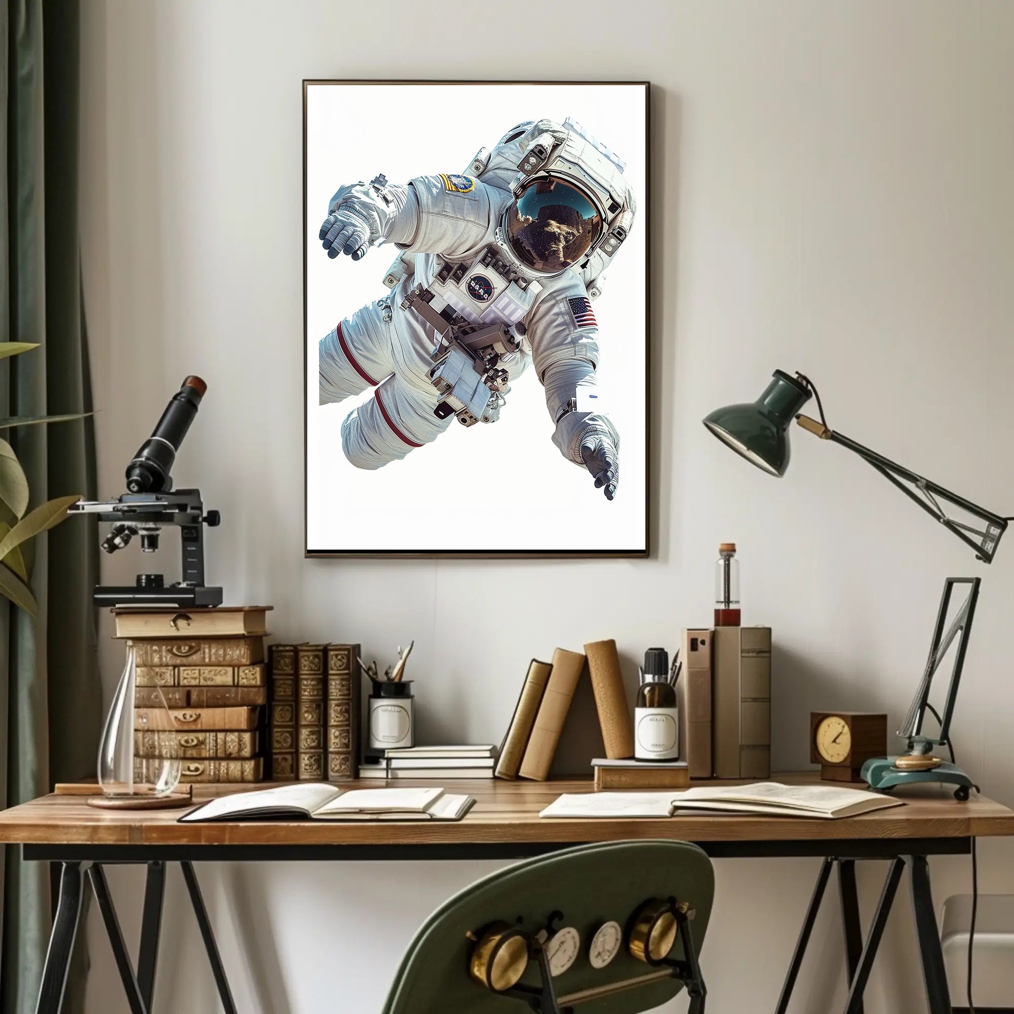 Astronaut in Space Suit Floating Futuristic Sci-Fi Poster PosterGoat