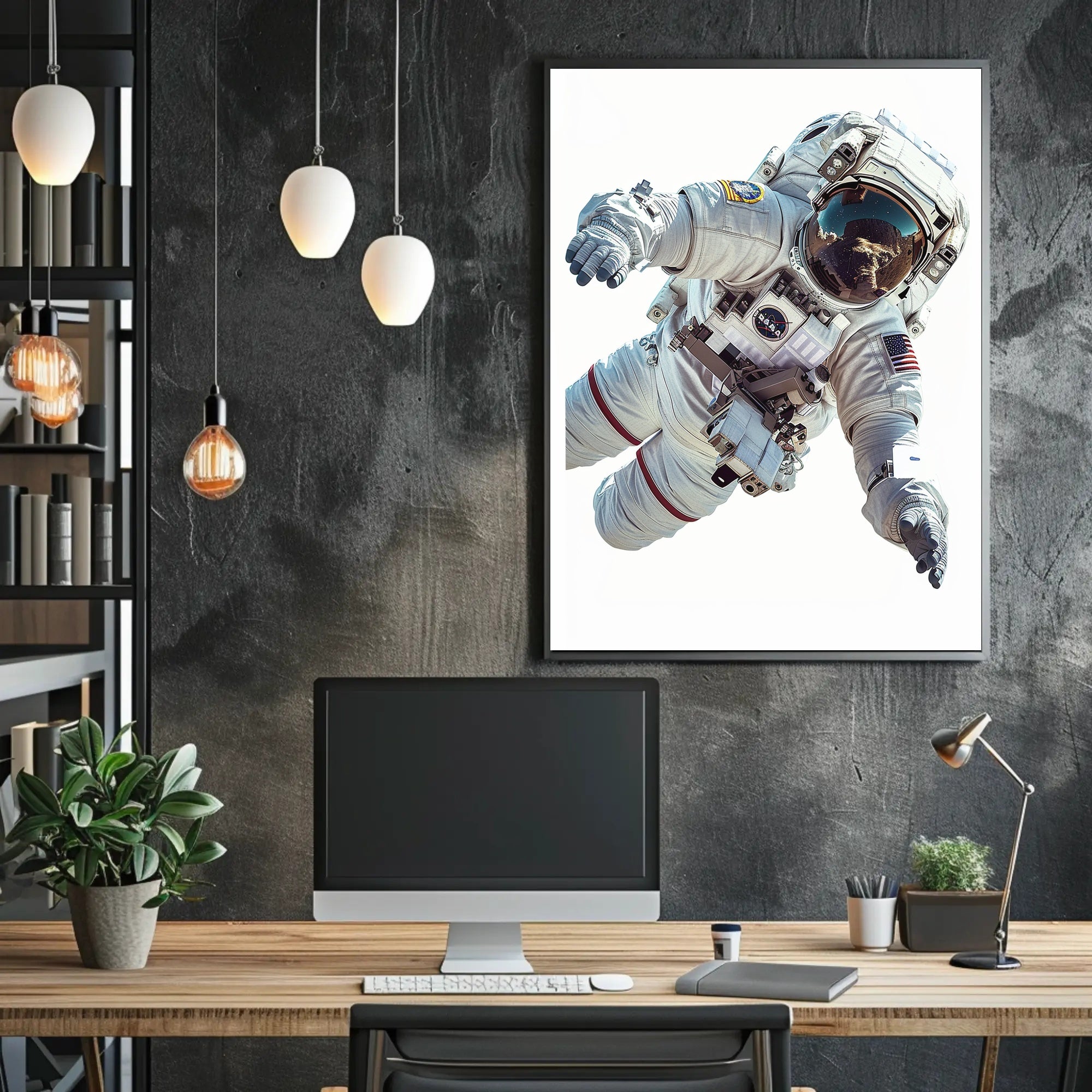 Astronaut in Space Suit Floating Futuristic Sci-Fi Poster PosterGoat