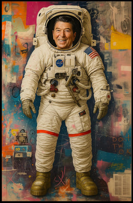 Astronaut in Vibrant Urban Abstract Poster - Pop Culture Poster PosterGoat