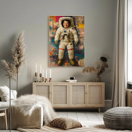 Astronaut in Vibrant Urban Abstract Poster - Pop Culture Poster PosterGoat