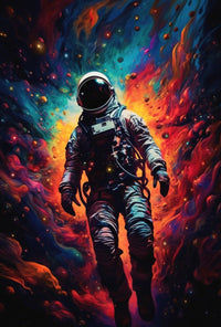 Astronaut in Vivid Nebula Visionary Futuristic Sci-Fi Poster PosterGoat