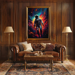 Astronaut in Vivid Nebula Visionary Futuristic Sci-Fi Poster PosterGoat