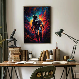 Astronaut in Vivid Nebula Visionary Futuristic Sci-Fi Poster PosterGoat