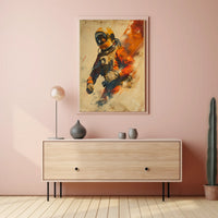Astronaut in motion: vibrant adventure futuristic sci-fi poster PosterGoat