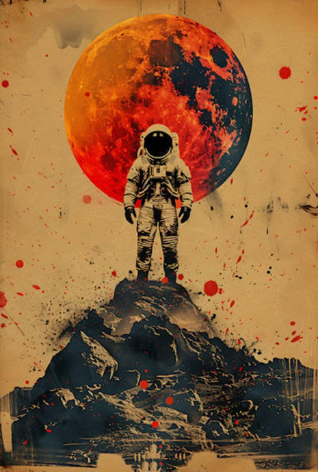 Astronaut on Cosmic Adventure Futuristic Sci-Fi Poster PosterGoat