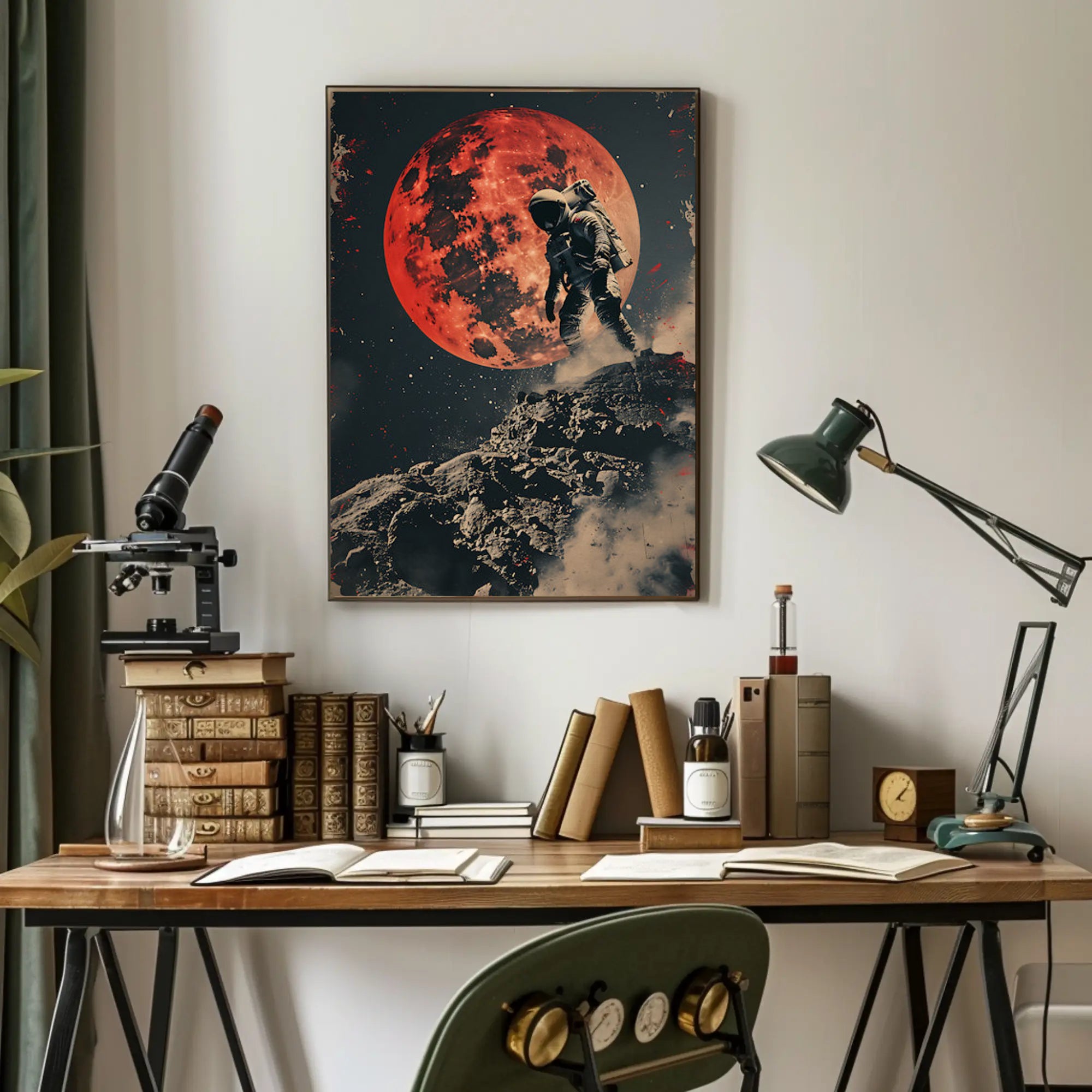 Astronaut on Mars Futuristic Sci-Fi Poster PosterGoat