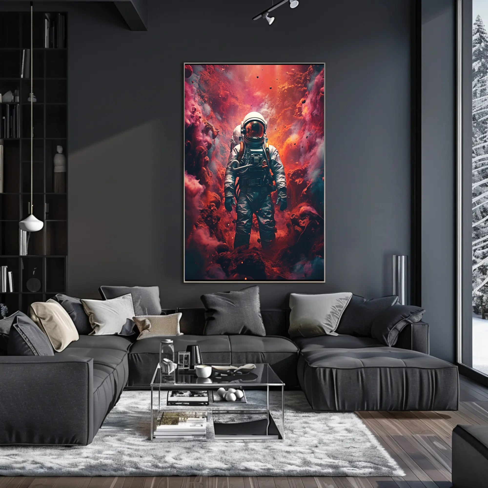 Astronaut's Journey into Cosmic Unknown - Futuristic Sci-Fi Poster PosterGoat