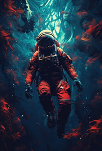 Astronaut's Odyssey in Underwater Cosmos Futuristic Sci-Fi Poster PosterGoat