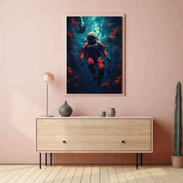 Astronaut's Odyssey in Underwater Cosmos Futuristic Sci-Fi Poster PosterGoat