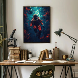 Astronaut's Odyssey in Underwater Cosmos Futuristic Sci-Fi Poster PosterGoat