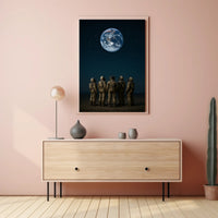 Astronauts Gaze at Earth Space or Astronomy Poster PosterGoat