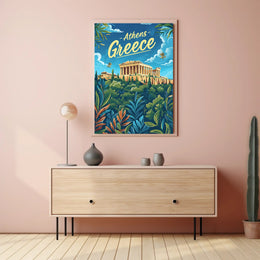 Athens Parthenon Colorful Illustration Travel Poster PosterGoat