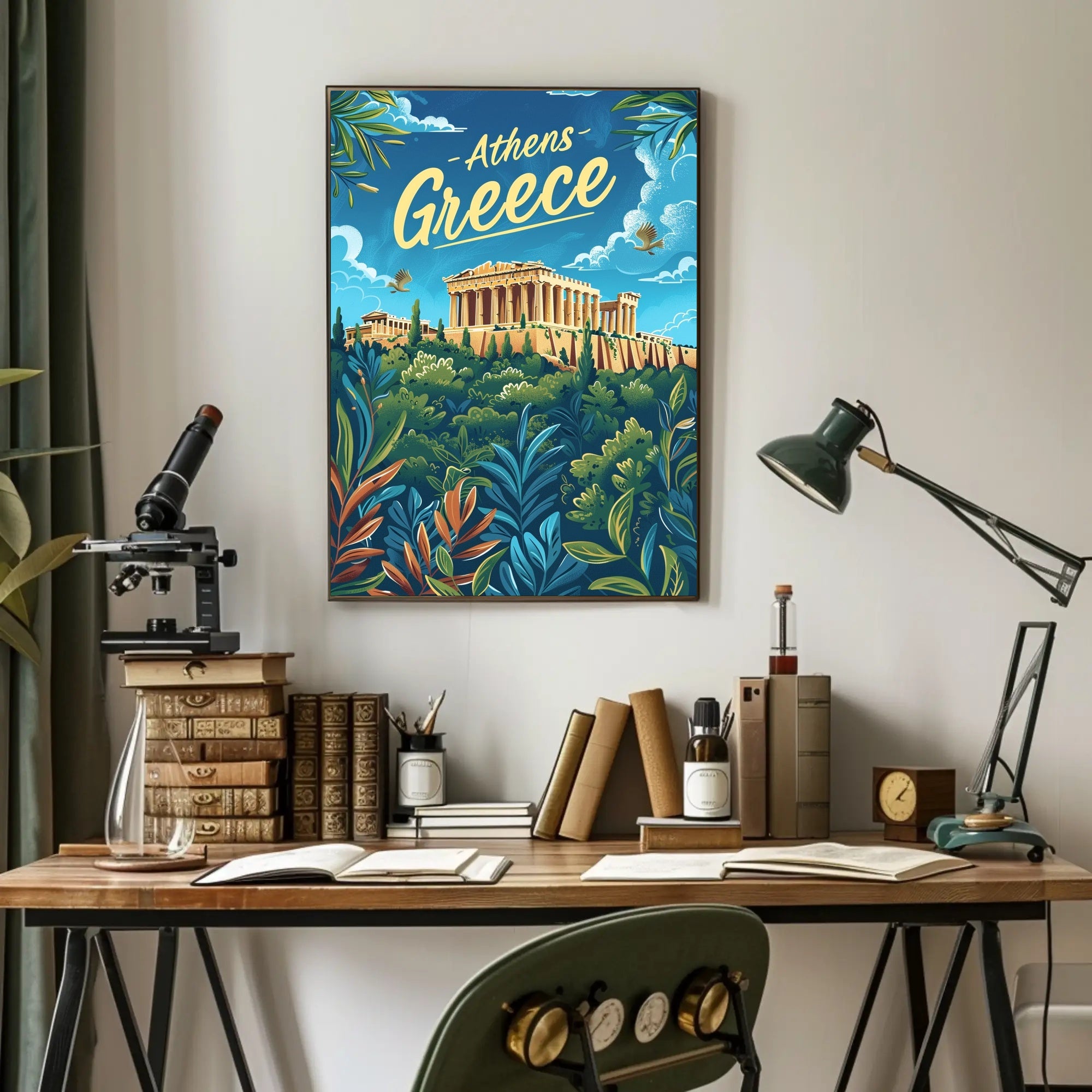 Athens Parthenon Colorful Illustration Travel Poster PosterGoat