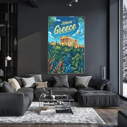 Athens Parthenon Colorful Illustration Travel Poster PosterGoat