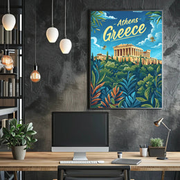 Athens Parthenon Colorful Illustration Travel Poster PosterGoat