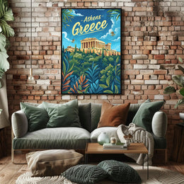 Athens Parthenon Colorful Illustration Travel Poster PosterGoat