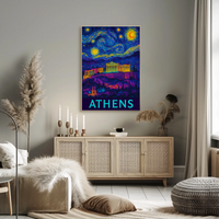 Athens Starry Night Van Gogh Travel Poster PosterGoat
