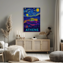 Athens Starry Night Van Gogh Travel Poster PosterGoat