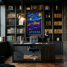 Athens Starry Night Van Gogh Travel Poster PosterGoat