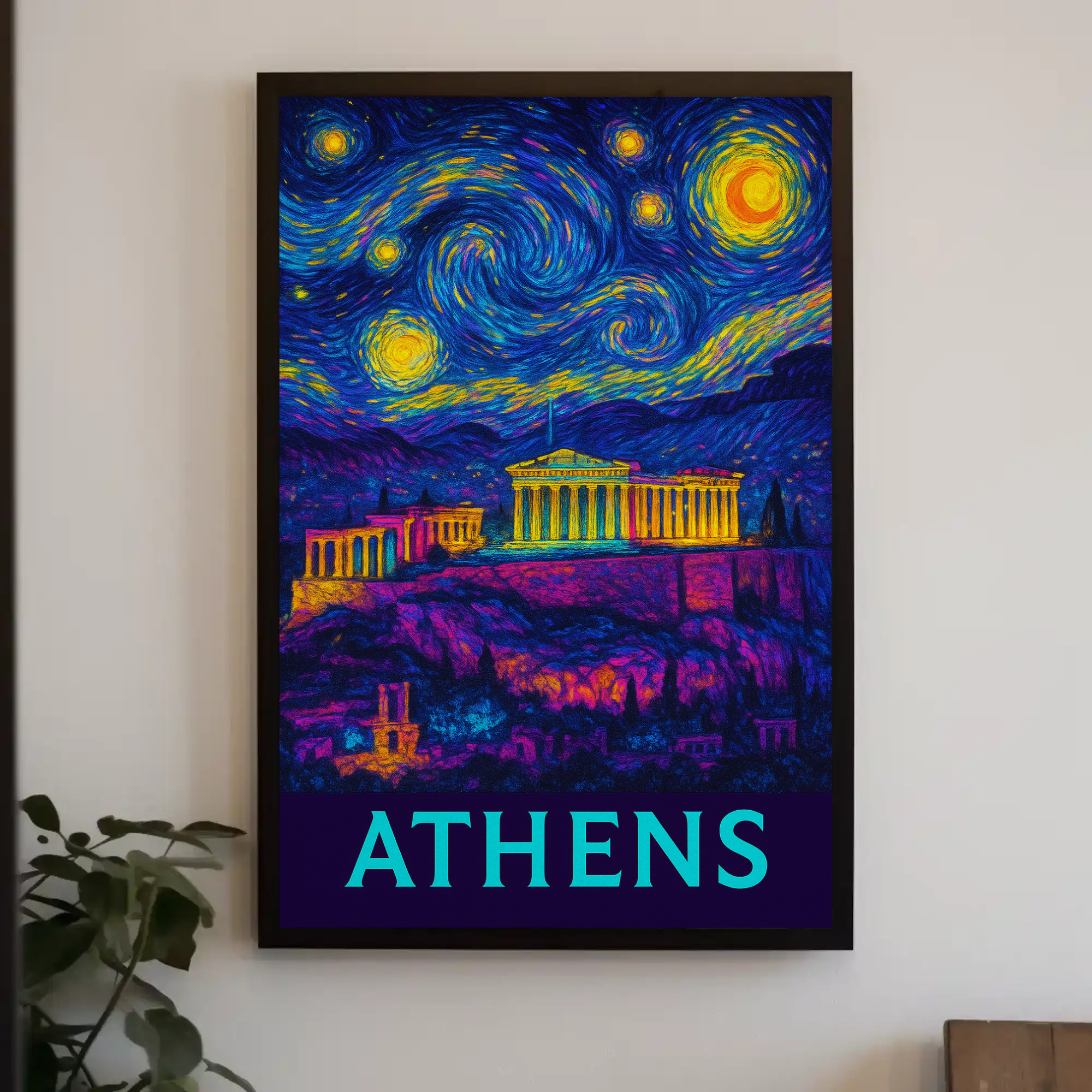 Athens Starry Night Van Gogh Travel Poster PosterGoat